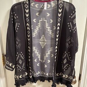 Xhilaration Black and White Sheer Kimono